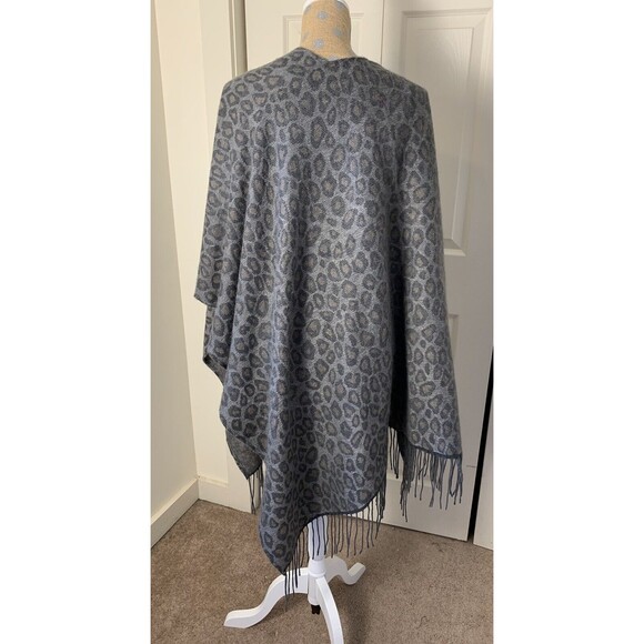 Woolrich Womens Open Front Sleeveless Leopard Print Shawl Frail Hem One Size - Picture 6 of 9